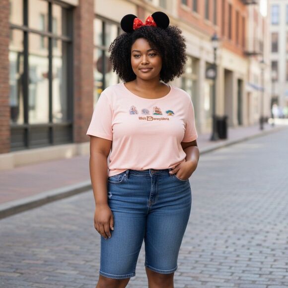 Disney Tops - NWT Walt Disney World Patchwork Graphic Tee 3X Pink Peach Park Hopper Vacation